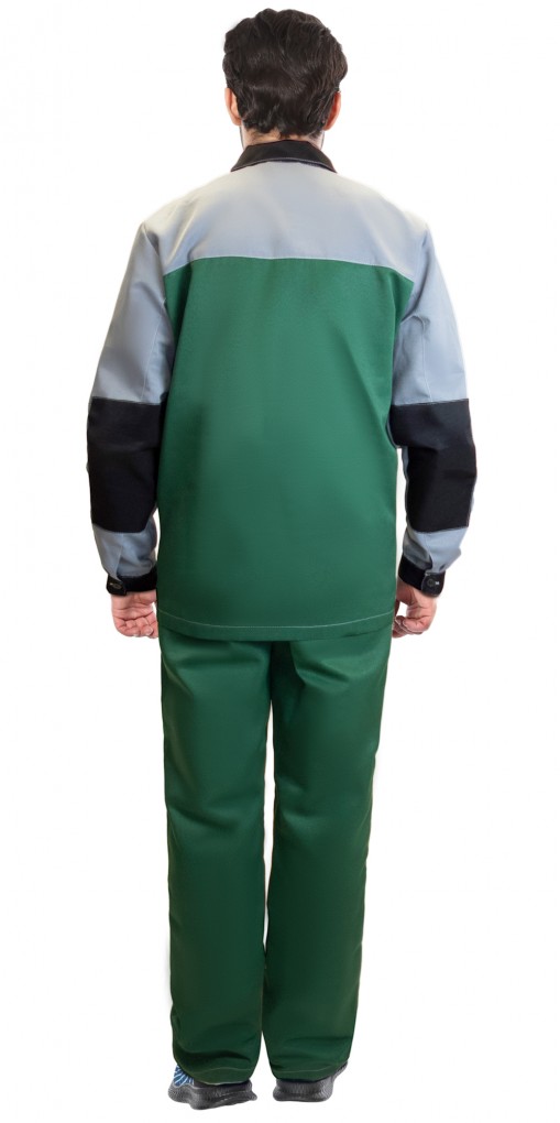 Костюм СИРИУС-АСПЕКТ куртка дл, брюки зеленый со светло-серым и черной отделкой