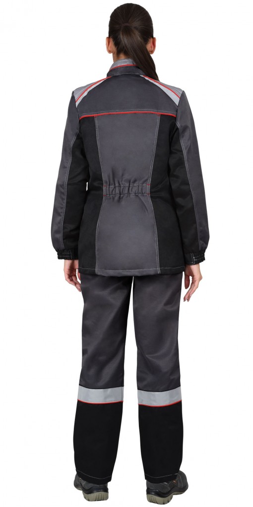 Костюм СИРИУС-ВОЛОГДА женский : куртка, брюки, т.-серый со светло серым и черным и СОП