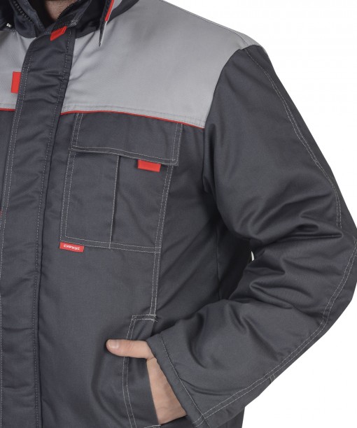 Костюм СИРИУС-ФАВОРИТ зимний: куртка кор., полукомбинезон тёмно-серый с серым