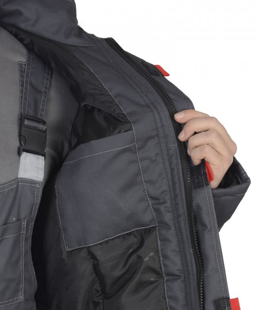 Костюм СИРИУС-ФАВОРИТ зимний: куртка кор., полукомбинезон тёмно-серый с серым