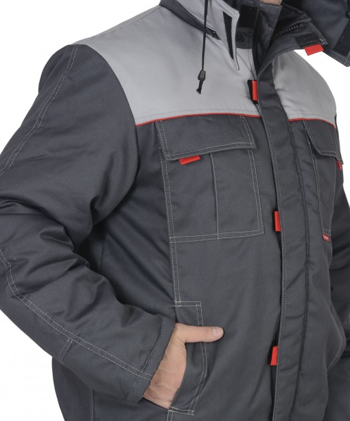 Костюм СИРИУС-ФАВОРИТ зимний: куртка кор., полукомбинезон тёмно-серый с серым