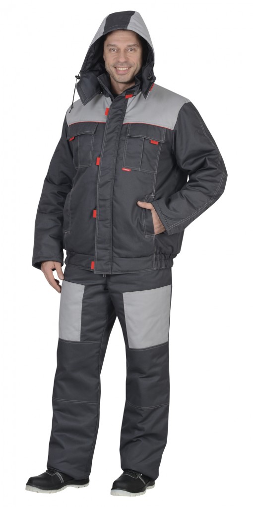 Костюм СИРИУС-ФАВОРИТ зимний: куртка кор., полукомбинезон тёмно-серый с серым