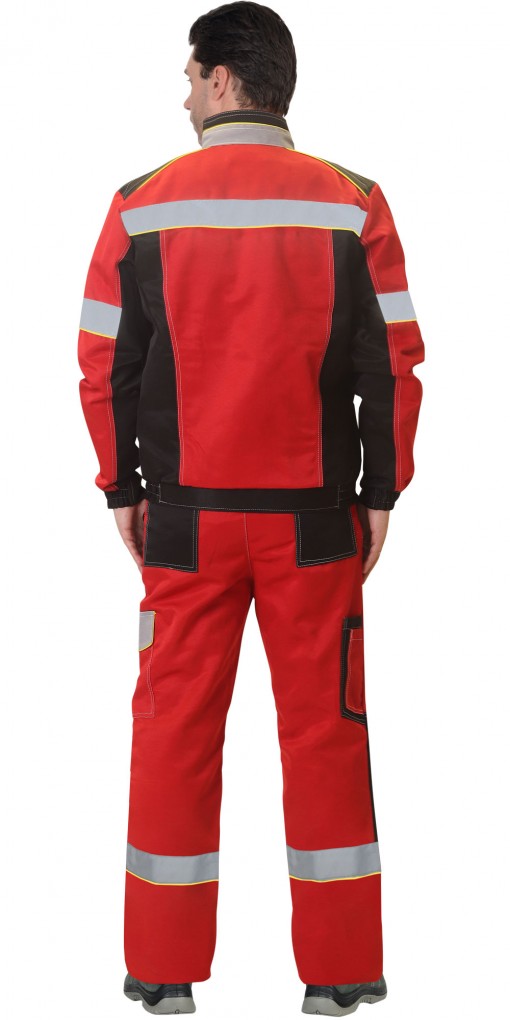 Костюм СИРИУС-ПОЛИНОМ куртка/полукомбинезон, красный с черным и серым СОП