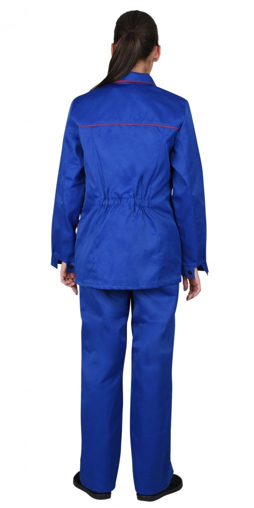 Костюм СИРИУС-ЗОЛУШКА женский: куртка, брюки васильковый с красным кантом