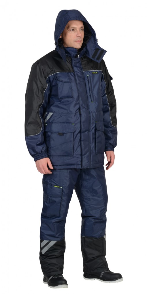 Костюм СИРИУС-ФОТОН зимний: куртка дл., брюки тёмно-синий с черным и СОП-25 мм.