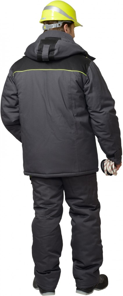 Костюм СИРИУС-ХОВАРД зимний: куртка дл.,брюки темно-серый с черным и лимон. отд. Тк. Rodos