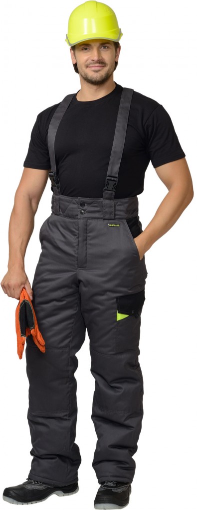 Костюм СИРИУС-ХОВАРД зимний: куртка дл.,брюки темно-серый с черным и лимон. отд. Тк. Rodos