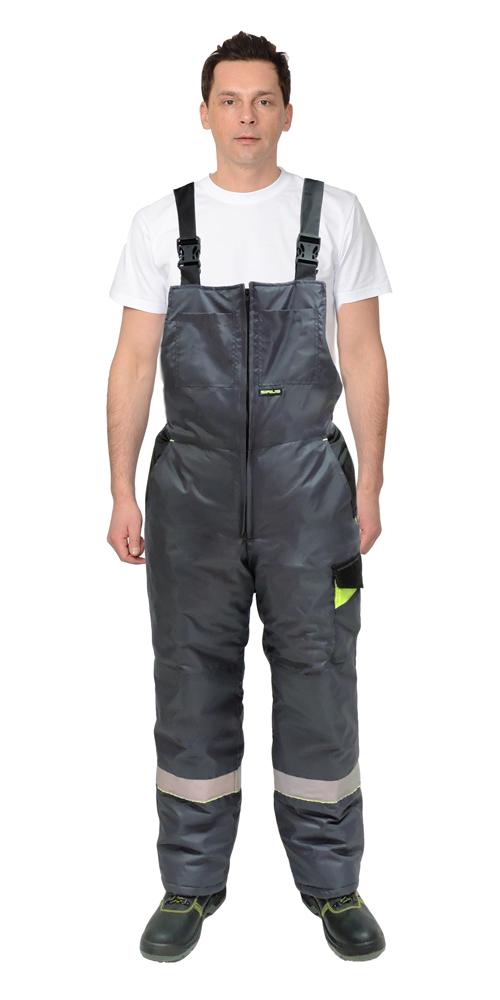 Костюм СИРИУС-ХОВАРД зимний: куртка дл.,полукомбинезон,темно-серый с черн. и лимон.отд. и СОП тк. Оксфорд Оксфорд