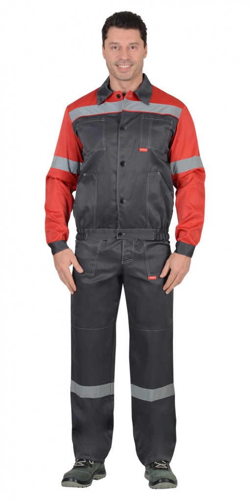 Костюм СИРИУС-ЛЕГИОНЕР куртка, брюки, темно-серый с красным и СОП 50 мм.