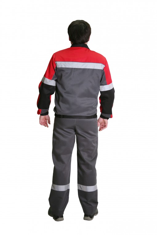Костюм СИРИУС-ЛИГОР куртка, брюки темно-серый с красным и черным и СОП 50мм