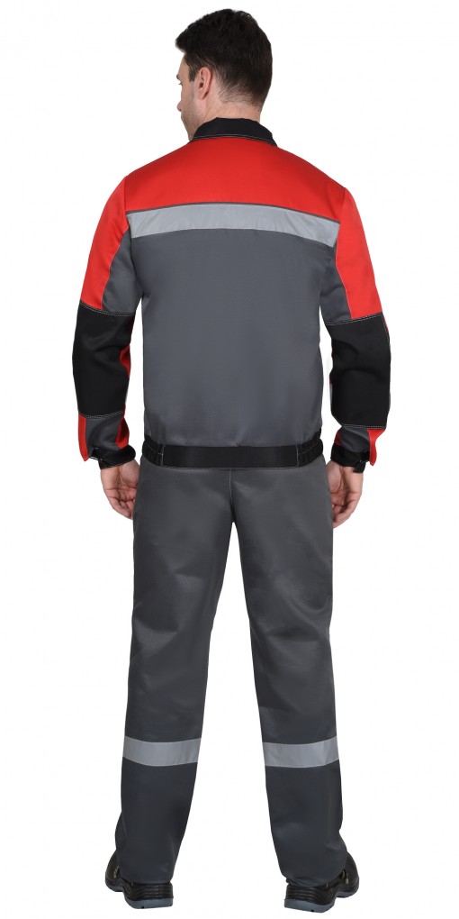 Костюм СИРИУС-ЛИГОР-2 куртка/брюки, темно-серый с красным, черным и СОП