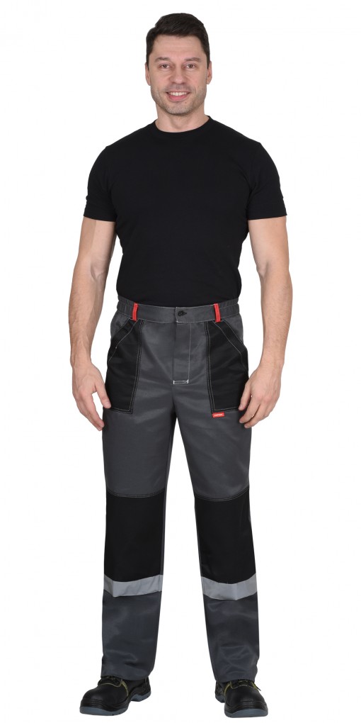 Костюм СИРИУС-ЛИГОР-2 куртка/брюки, темно-серый с красным, черным и СОП