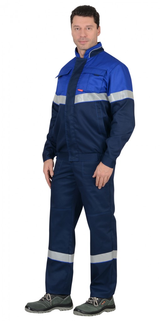 Костюм СИРИУС-НАВИГАТОР куртка, полукомбинезон, темно-синий с васильковым и СОП