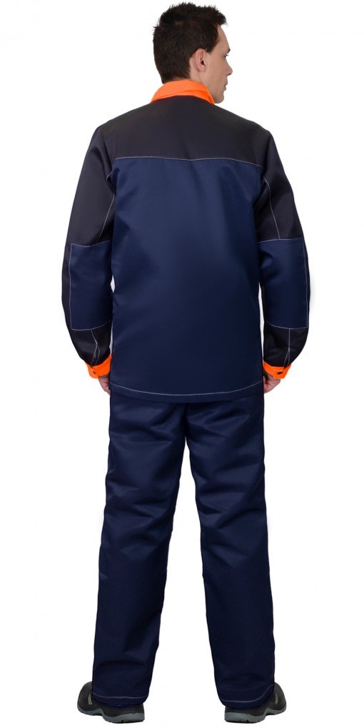 Костюм СИРИУС-АСПЕКТ куртка дл, брюки, синий с черным и оранжевой отделкой