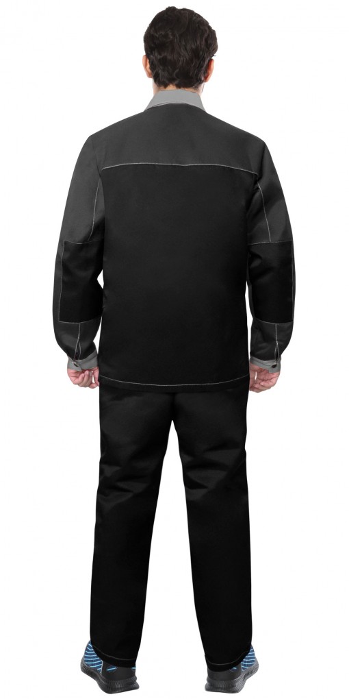 Костюм СИРИУС-АСПЕКТ куртка дл, брюки, черный с темно-серым и светло-серой отделкой