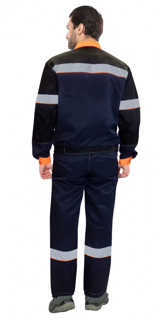 Костюм СИРИУС-ЛЕГИОНЕР куртка/полукомбинезон темно-синий с черным с оранжевой отделкой и СОП