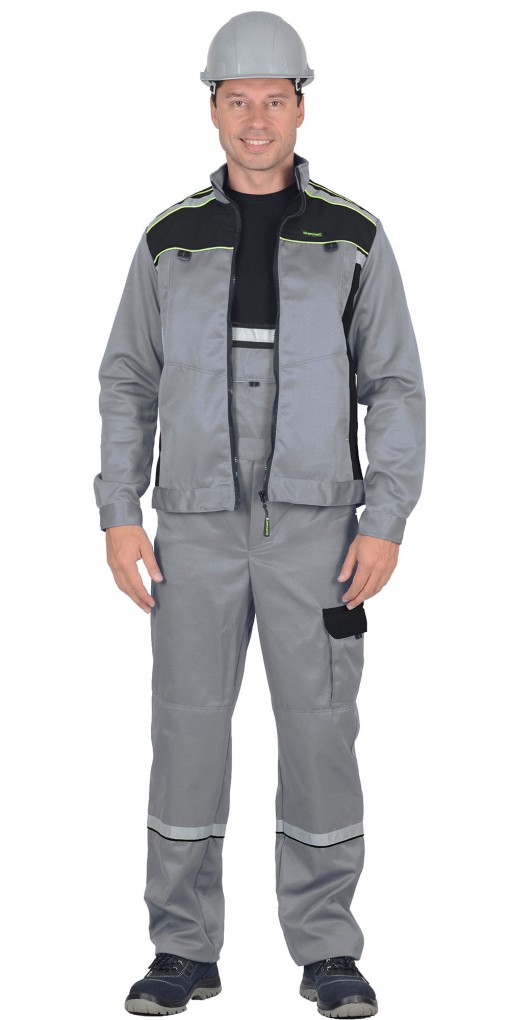 Костюм СИРИУС-ПРАКТИК куртка, полукомбинезон, светло-серый с черным