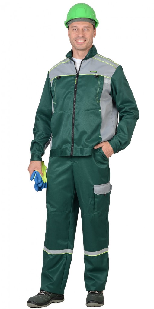 Костюм СИРИУС-ПРАКТИК-1 куртка, полукомбинезон, зеленый с серым