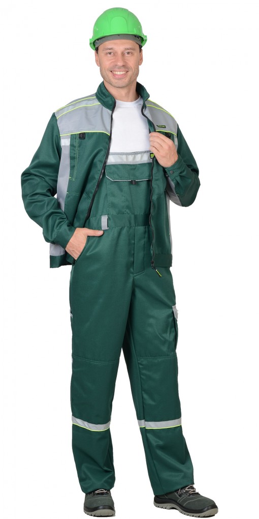 Костюм СИРИУС-ПРАКТИК-1 куртка/полукомбинезон, зеленый с серым
