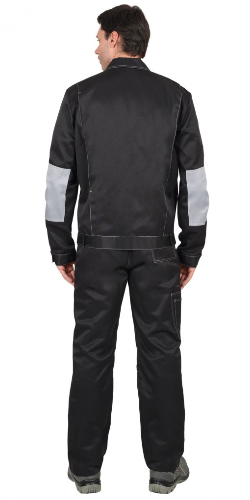 Костюм СИРИУС-ФАВОРИТ куртка/полукомбинезон, черный со светло-серым