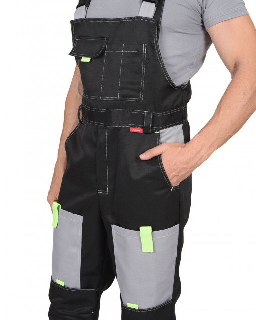 Костюм СИРИУС-ФАВОРИТ куртка/полукомбинезон, черный со светло-серым