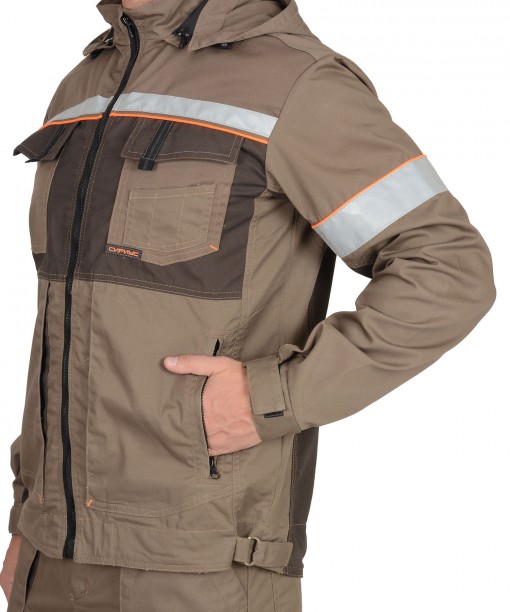 Костюм СИРИУС-РОДОС куртка, брюки, светло-коричневый с темно-коричневым