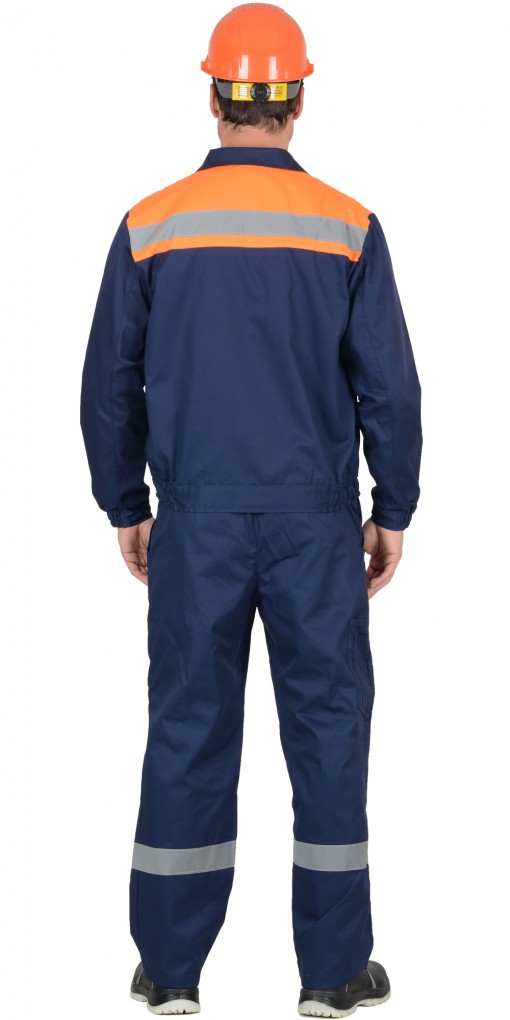 Костюм СИРИУС-МАСТЕР куртка/полукомбинезон, темно-синий с оранжевым и СОП
