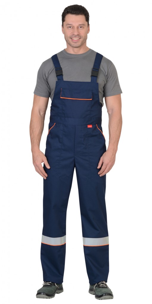 Костюм СИРИУС-МАСТЕР куртка/полукомбинезон, темно-синий с оранжевым и СОП