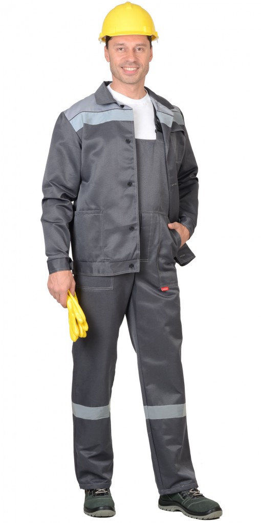 Костюм СИРИУС-СИТИ куртка, полукомбинезон, темно-серый с светло-серым и СОП