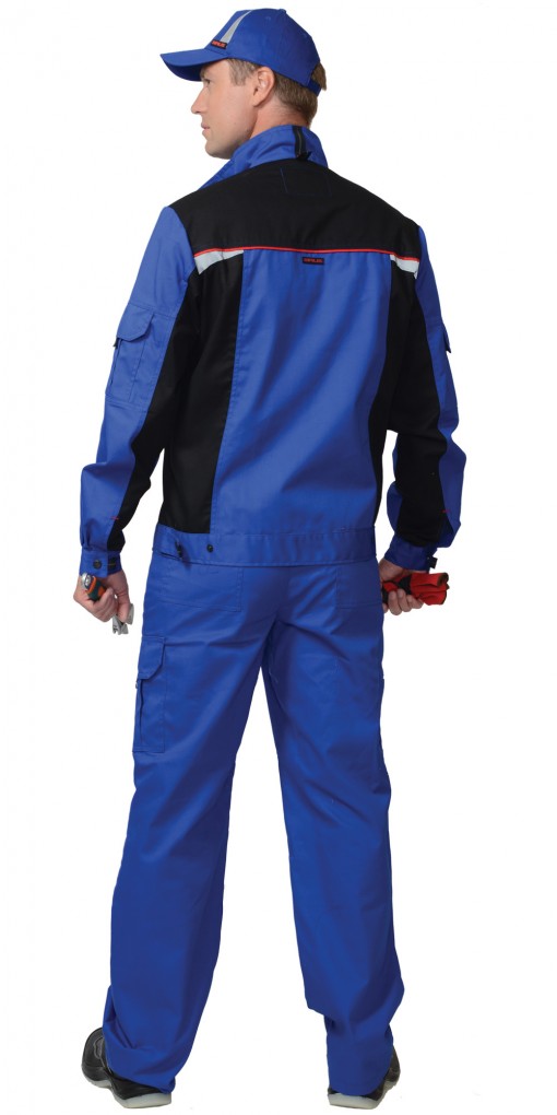 Костюм СИРИУС-СТАН куртка/полукомбинезон, васильковый с красной и черной отделкой и СОП