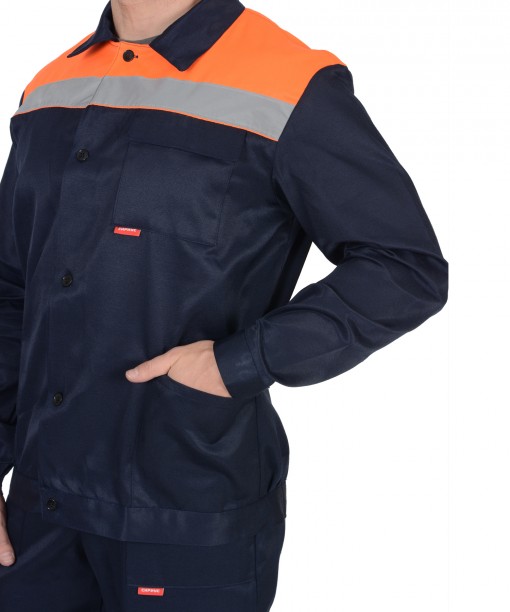 Костюм СИРИУС-СТРОЙГРАД куртка, полукомбинезон, синий с оранжевым с СОП