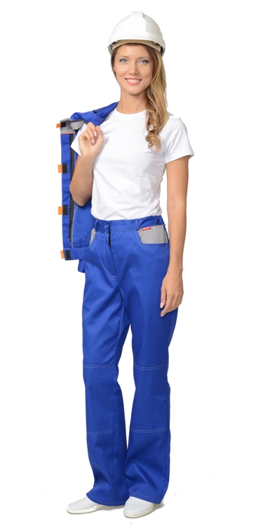 Костюм СИРИУС-ФАВОРИТ  женский : куртка/брюки, васильковый со светло-серым