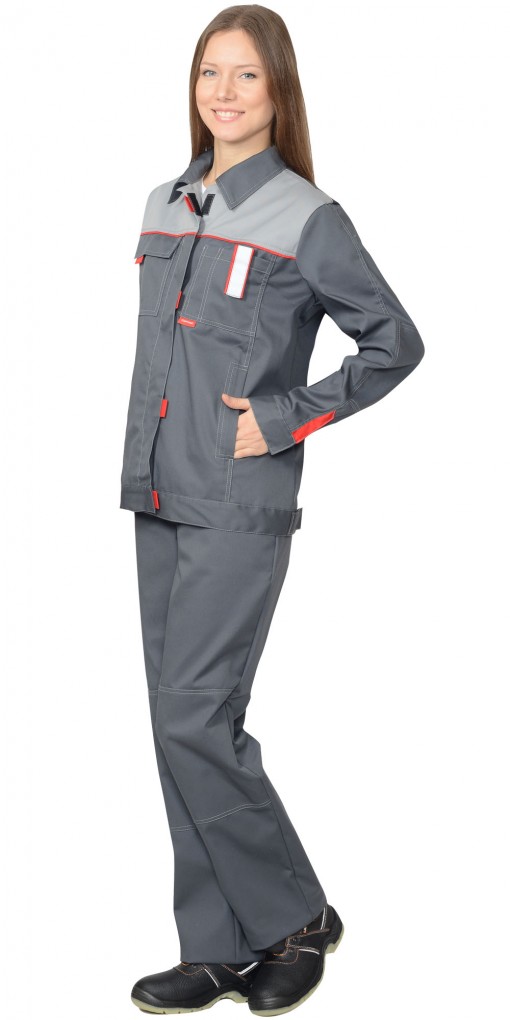 Костюм СИРИУС-ФАВОРИТ женский : куртка/брюки, темно-серый со светло-серым