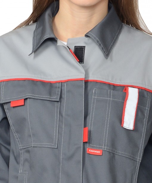 Костюм СИРИУС-ФАВОРИТ женский : куртка/брюки, темно-серый со светло-серым