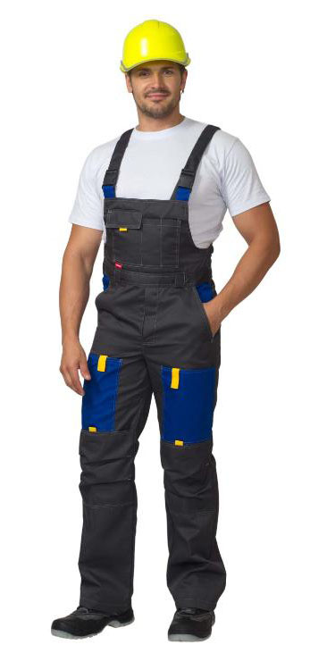 Костюм СИРИУС-ФАВОРИТ куртка/полукомбинезон, тёмно-серый с васильковым