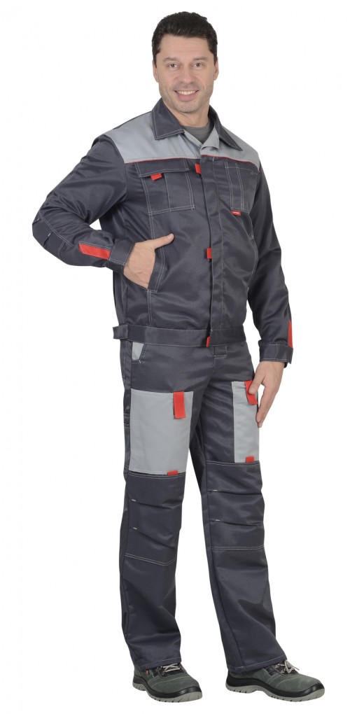 Костюм СИРИУС-ФАВОРИТ куртка/полукомбинезон, тёмно-серый с серым