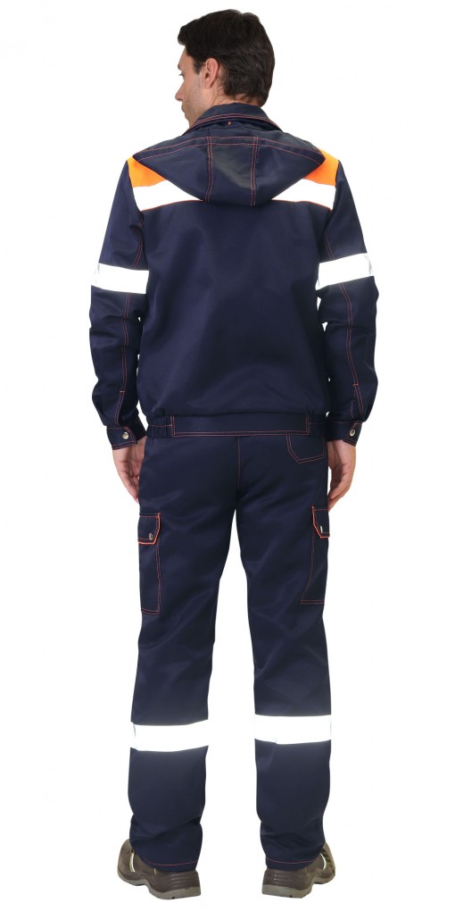 Костюм СИРИУС-ТИТАН куртка/полукомбинезон, темно-синий с оранжевым и СОП