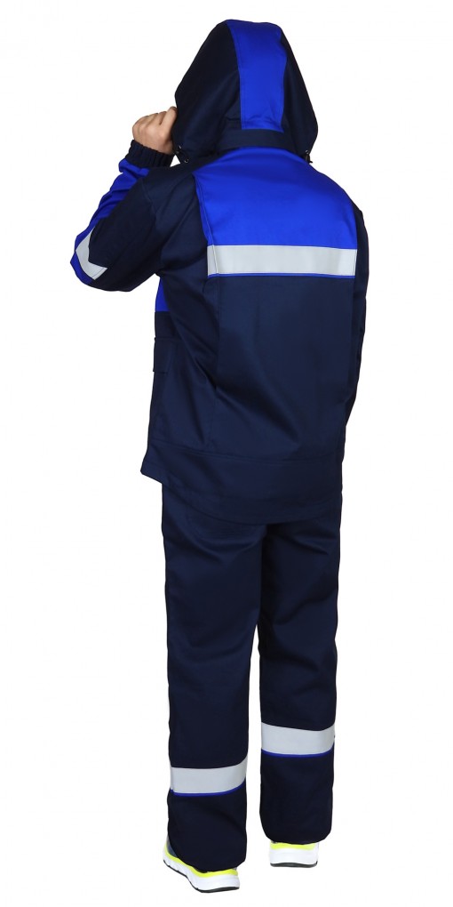 Костюм СИРИУС-ПЕТРОЛ летний: куртка/полукомбинезон темно-синий с васильковым и СОП