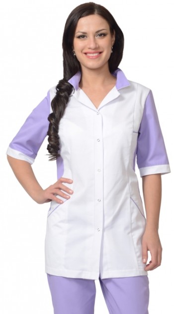 Костюм СИРИУС-ИОНА женский: куртка, брюки, белый с сиреневым