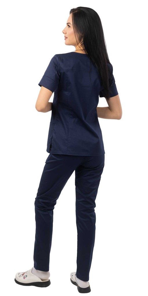 Костюм В-504 женский: блуза/брюки тёмно-синий