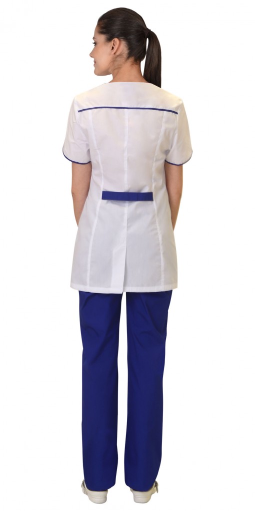 Костюм СИРИУС-БЕЛЛА  женский: куртка, брюки белый с васильковым