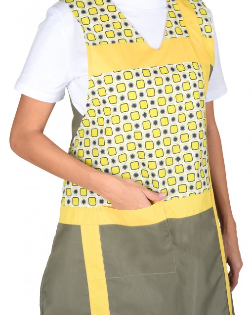 Комплект СИРИУС-ГАЛАТЕЯ женский: фартук, брюки оливковый с желтым