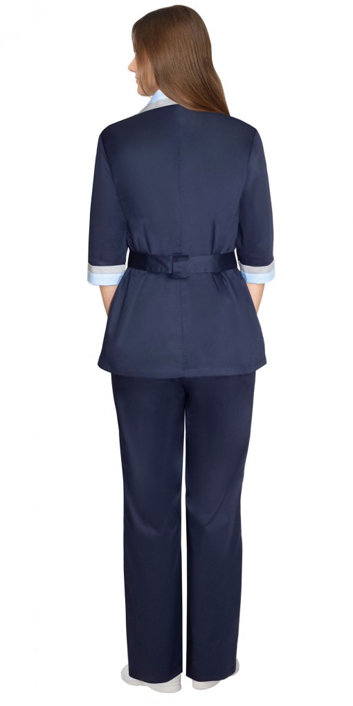 Костюм СИРИУС-ФЛОРА женский: блуза/брюки темно-синий