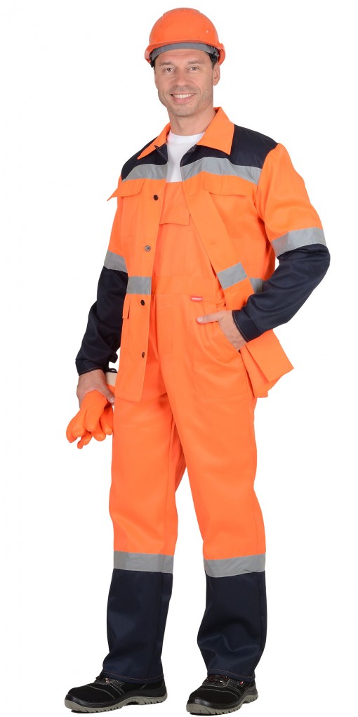 Костюм СИРИУС-МАГИСТРАЛЬ-СПЕЦИАЛИСТ : куртка, полукомбинезон оранжевый с синим и СОП