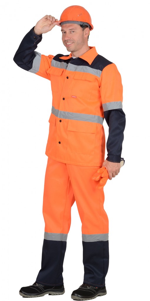 Костюм СИРИУС-МАГИСТРАЛЬ-СПЕЦИАЛИСТ : куртка, полукомбинезон оранжевый с синим и СОП