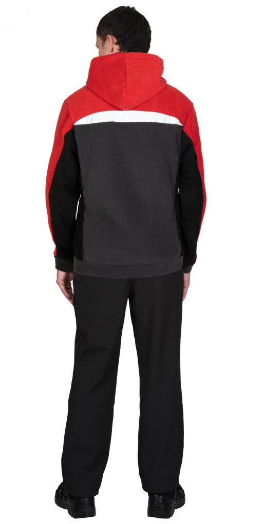 Куртка флисовая ФАВОРИТ-МЕГА серая с красным, черным и СОП