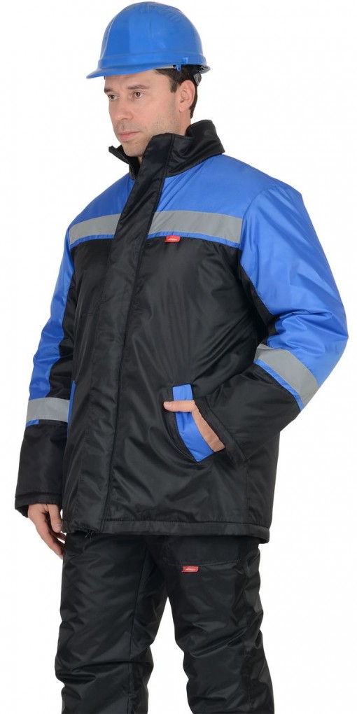 Куртка СИРИУС-СПЕЦМОНТАЖ зимняя, мужская: черная с васильковым и СОП