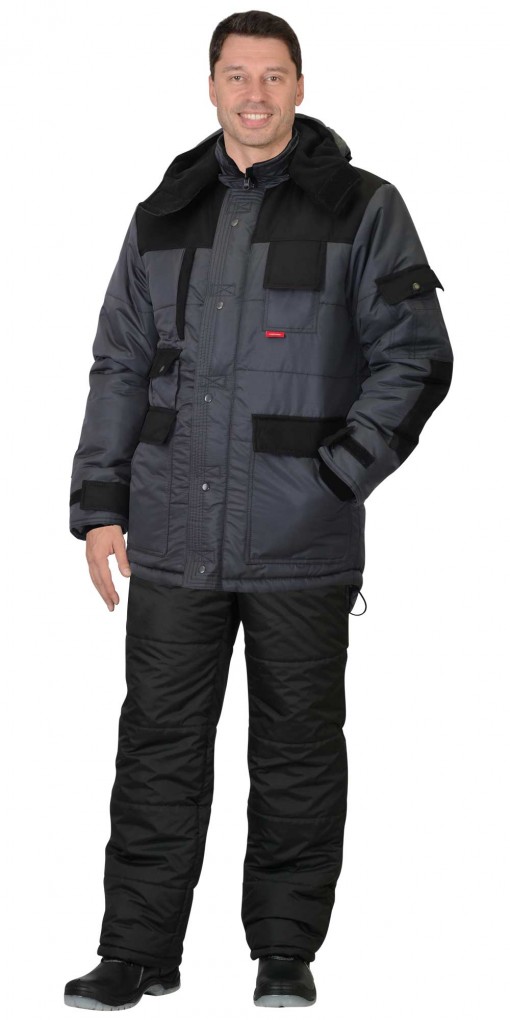Куртка 5501 зимняя, мужская: серая с черным