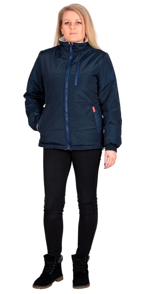 Куртка СИРИУС-SNOW зимняя, женская: синяя с бежевым