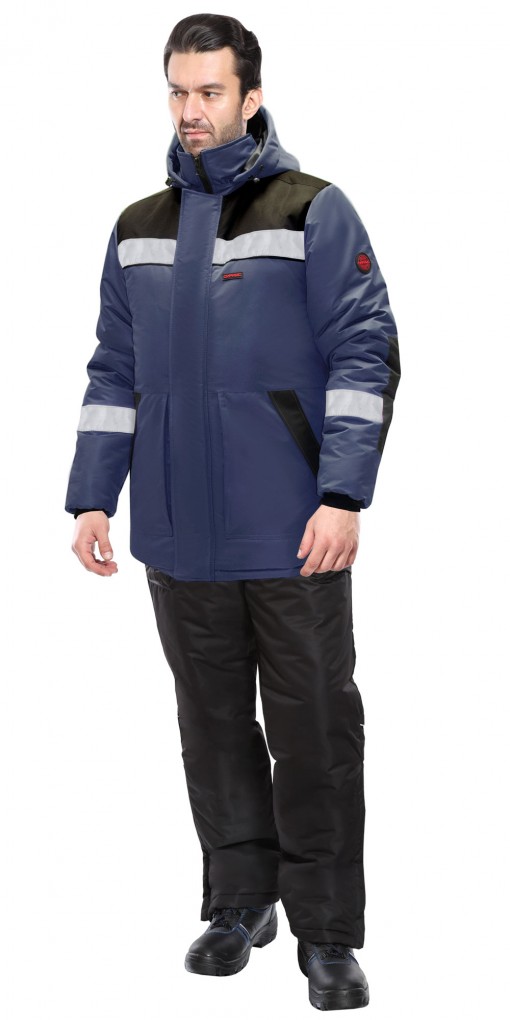 Куртка СИРИУС-КОМФОРТ зимняя, мужская: темно-синяя с черным и СОП